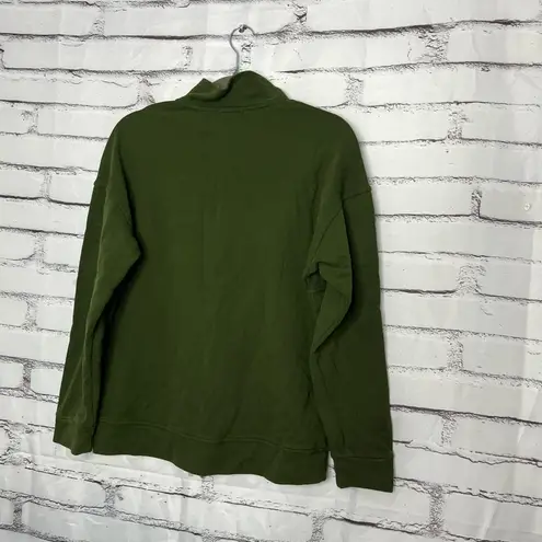 Minetom Olive Green Quarter Zip Mock Neck Pullover Sweatshirt Women’s Small Y2K