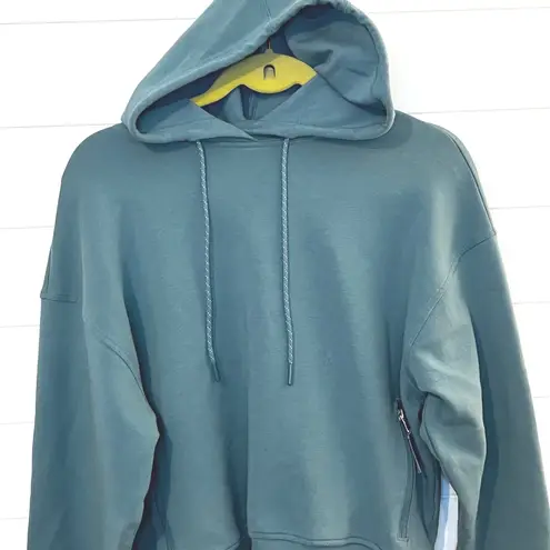 Old Navy Active Dynamic Fleece Cropped Hoodie Teal Size M Breathable Zip Pockets Green Size M