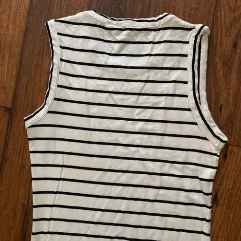 BB Dakota What's The Rouche Dress Size S, sleeveless, Striped White/black