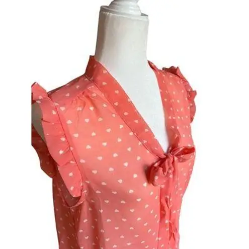 Eyelash Couture Sleeveless Sheer Peachy Pink Heart Blouse Women's Size M Ruffles