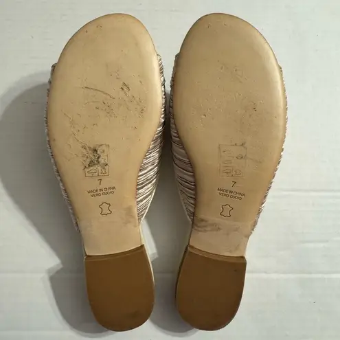 Koko + Palenki Champagne Satin Ruffled Dara Bow Slide Sandal Womens 7 Formal