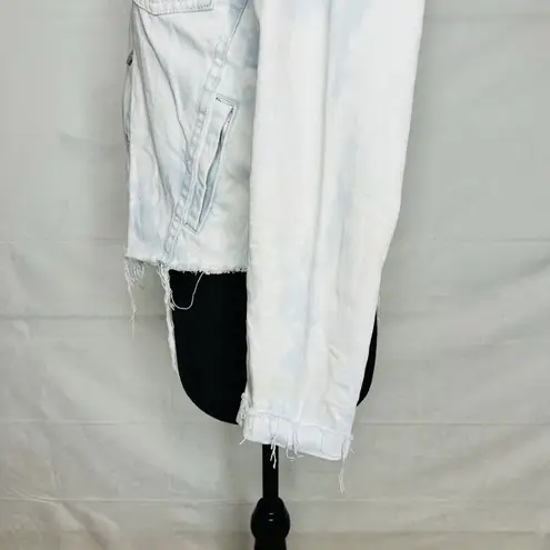 L'Agence L’AGENCE Sz XS Janelle Denim Jean Jacket Raw Hem Tie Dye Classic Boho Western