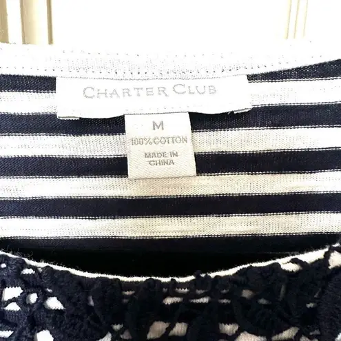 Charter Club striped lace detail short sleeved T shirt