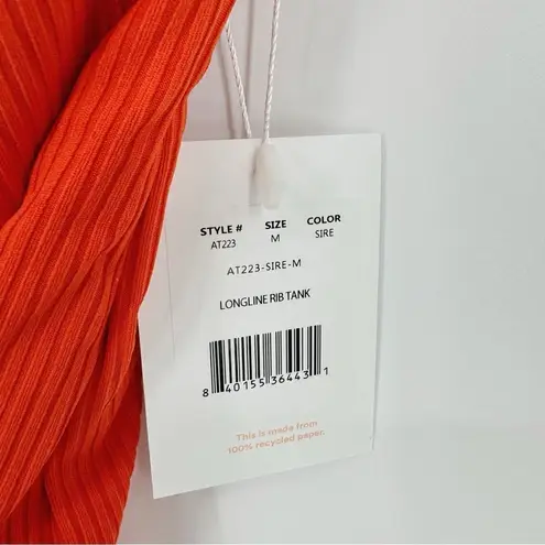 ANDIE The Longline Tank Tankini In Ribbed Siren Orange Med NWT