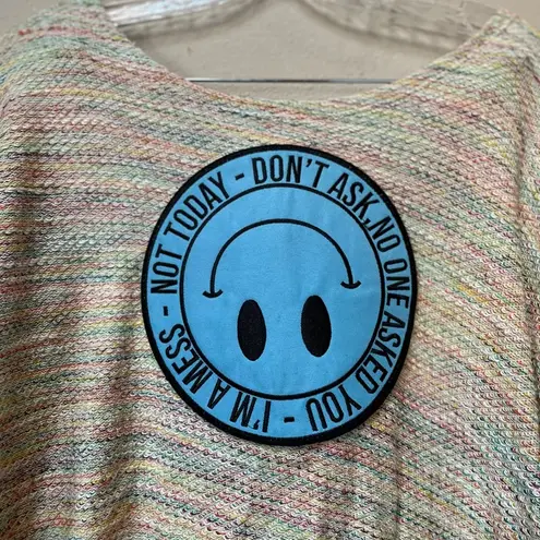 Attic Salt Women’s Not Today Multicolor Blue Emoji Pullover Sweater Size Medium