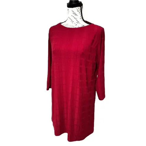 J. Jill M Wearever Collection Red Textured Knit Tunic Dress Minimalist Academia Size M