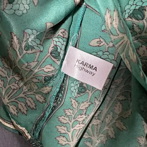 Karma Highway Womens One Size Green Printed Pullover Lightweight Boho Dress