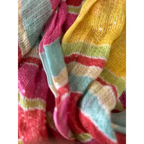 Lauren Ralph Lauren Scarf Women's Striped Sequin Infinity Loop Scarf Pink Yellow