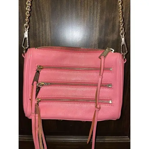 Rebecca Minkoff  Moto Mini 3 Zippers Crossbody Bag Coral‎ Pink
