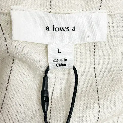 A loves A NWT Linen Blend Striped Button Front Short Sleeve Dress Size Large NEW