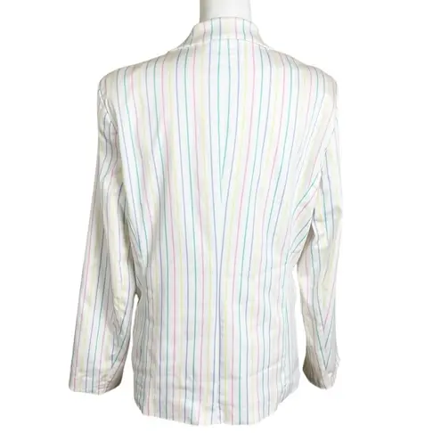 Sag Harbor Blazer Womens Size 14 Pastel Easter Rainbow Stripe Office Work Career