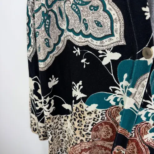 Chico's Animal Print Paisley Cardigan Sweater Size 3P XLP Maximalist Boho Chic