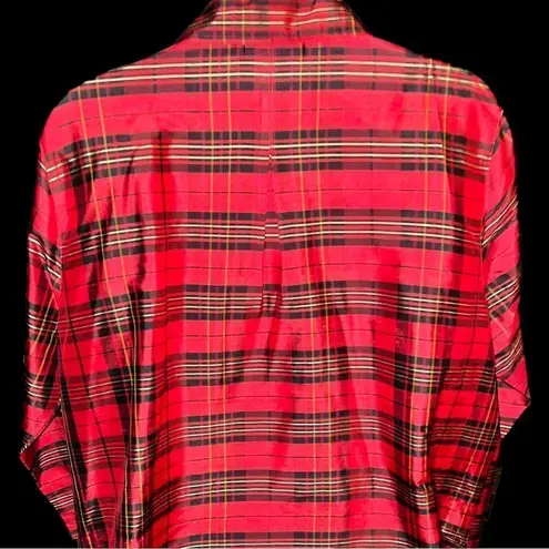 Earth Song beautiful red plaid satin sheen fancy buttons blouse! New Size 24W
