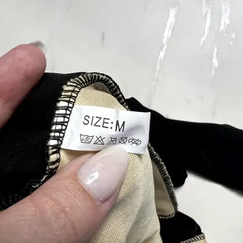 Lace with Nude Paneling Body Suit and Lace Trim at Legs with Tight Tummy Black Size M