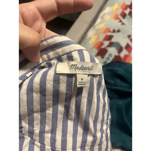 Madewell  Whitney Striped Ruffle Blouse M Blue White