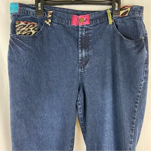 Diane Gilman DG2 Patched Boho Floral Straight Leg Jeans Women’s Size 16