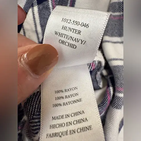 Rails Plaid Flannel Button Down Hunter Shirt in White Navy Orchid sz Small $158