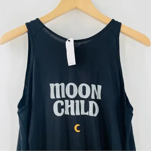 MICHELLE BY COMUNE Tank Moon Child Extra Small Swing Tie Back Boho Astrology NWT Black Size XS