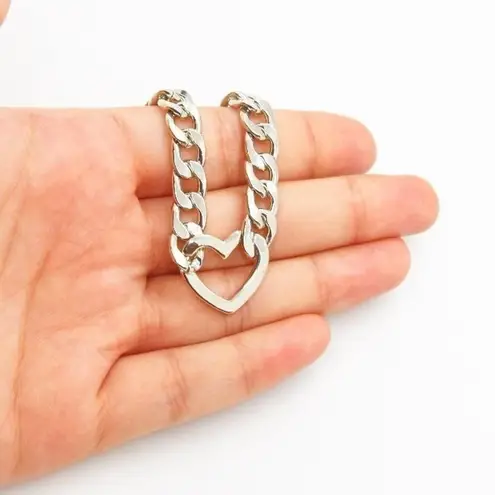 Heart Curb Chain Choker Silver