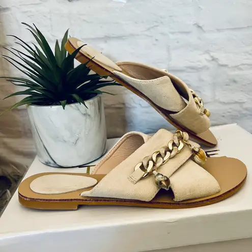 Boutique Faux Suede Chain Sandals