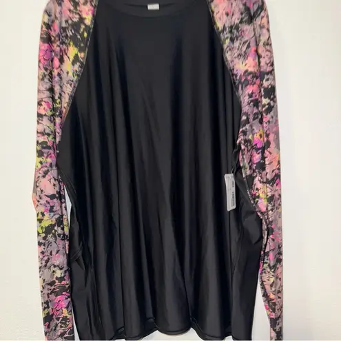 Lululemon  WATERSIDE Relaxed UVP LS Black/ Stencil Blossom Pink Size Large