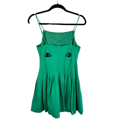 PaperMoon NWT Green Cotton Cutout Spaghetti Strap Pleated Mini Dress Size L