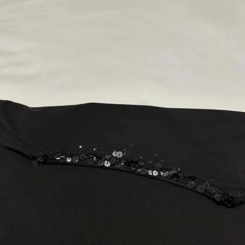 Lafayette 148 Sequin Embellished Neckline Long Sleeve T Shirt Top L Large