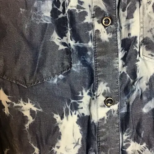 Spense Women Tie Dye denim Dress Sz. Sm button front Ruffle bottom NWT Blue