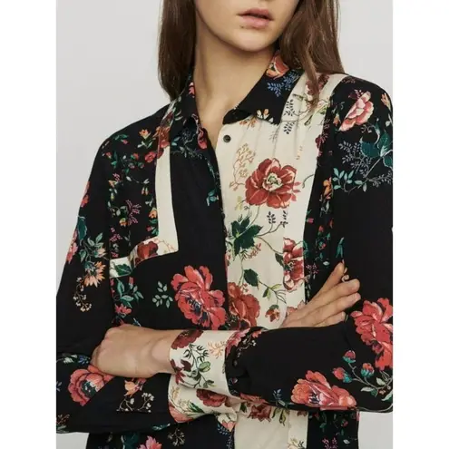 Maje Ciller Patchwork Floral Print Shirt Size Small