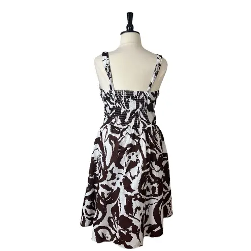 Ashley Stewart Dress Surplice Top Fit Flare Cotton Brown White Women’s Size 18