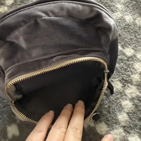 Velvet Mini Backpack Womens Small Gray Black Convertible Straps Purse Bag Casual