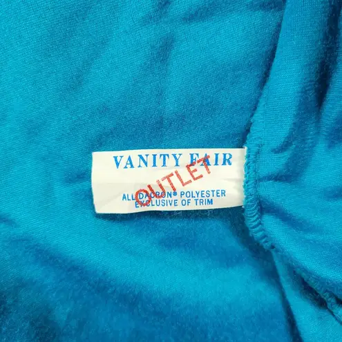 Vanity Fair VTG House Coat Womens 42 Blue Velour Stripe Thick Warm Zip Up Robe