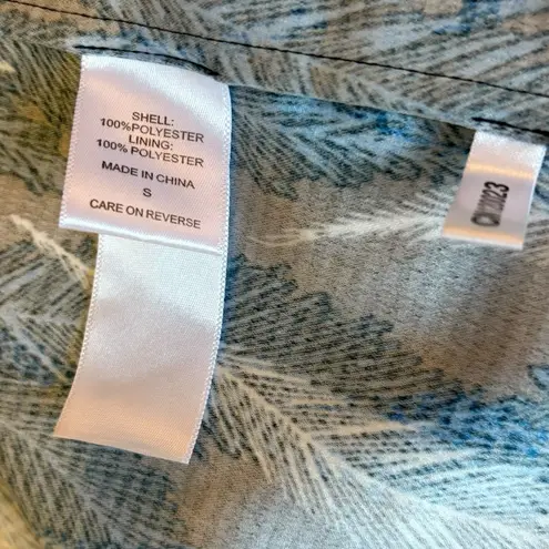 Happy x Nature Kate Hudson Alpha Wrap Midi Dress Blue Feather Print Women Small