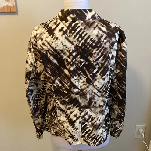 Lafayette 148 NY Brown White Tie Dye Trucker Jacket