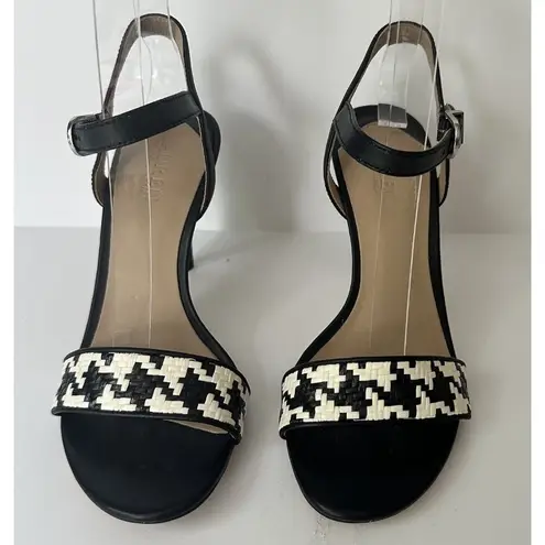 Lauren Ralph Lauren Gwen Houndstooth Black And White Leather Sandal Size 5.5 B