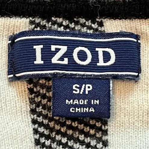 IZOD BLACK WHITE CHECKERED CONTRAST CARDIGAN JACKET WOMEN'S SIZE SMALL