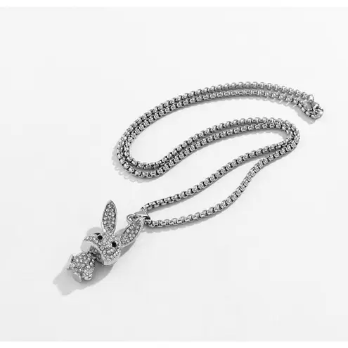 FASHION sweater chain bunny pendant necklace Silver