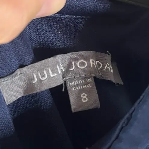 Julia Jordan Navy Blue Mock Neck Three Tier sleeveless Maxi Dress size 8