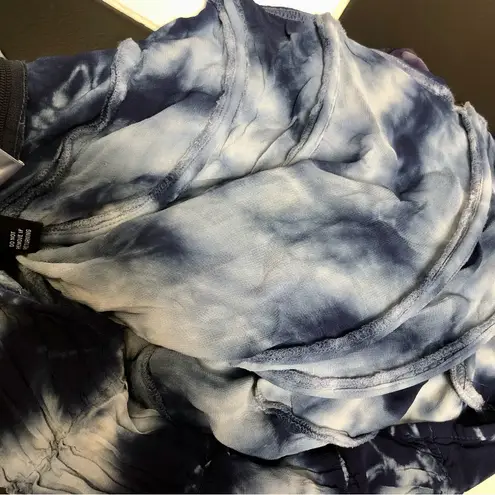 Miaou Tie Dye Blue & White Madeline Crop Top Boned Bodice Corset Bustier sz L Size L