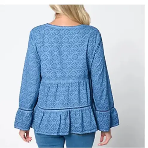 LOGO By Lori Goldstein LOGO Lavish by Lori Goldstein Scoop
Neck Swing Bed Jacket Umber Orange Boho Top