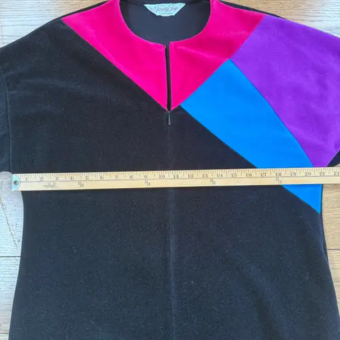 Vanity Fair Vintage Retro Mod Color Block Long House Coat Zip Up Robe LP USA