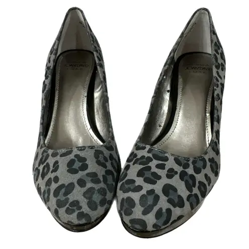 Circa Joan & David Leopard Print Genuine Leather Platform Heels Women’s Sz 6 Gray