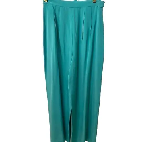 ISI turquoise blue π― silk pantsuit. Tunic jacket wide leg palazzo pant. Size 6.