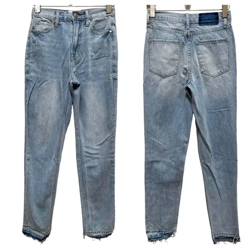 Insane Gene Light Wash Cotton Raw Hem Straight Jean Size 0/23 Blue