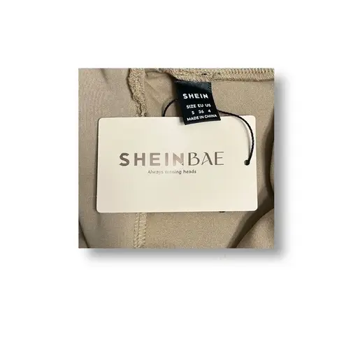 SHEIN BAE S Beige Criss‑Cross Halter Top NWT Cross Neck Y2K Clubwear Chic Tan