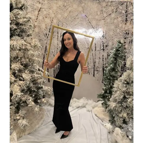 Herve Leger HERVÉ LÉGER Black Bandage Sweetheart Neckline Lurex Gown Dress Size Medium