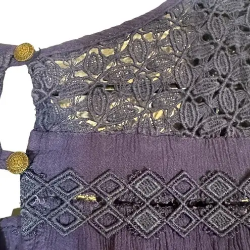 Mason & Belle Navy Blue Lace & Embroidered Sleeveless Blouse Women Sz XL