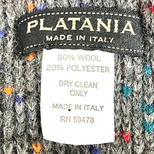 Platania Wool Neck Collar Scarf Gray Orange Red Made in Italy Lagenlook Cottage
