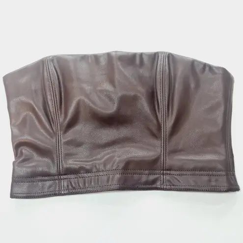 LPA Germano Faux Leather Tube Top in Dark Chocolate Medium