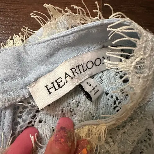 Heartloom light blue lace long sleeve top size S